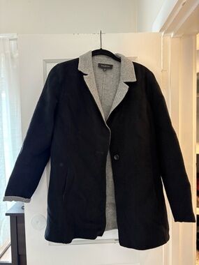 Talbots Wool Blazer- Black with Gray Trim size 4